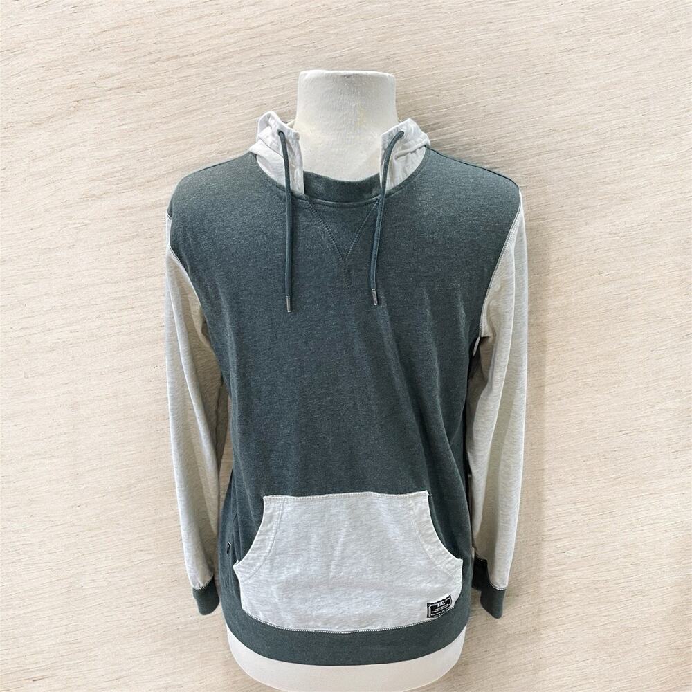 Nike Men’s Small Cream/Green Color Block Pullover Hoodie Drawstring Large Pouch